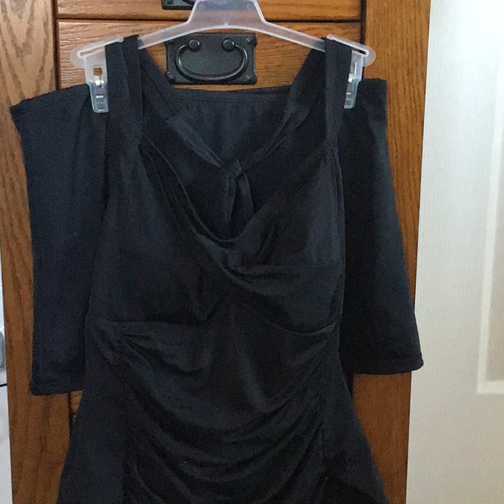 Solid ruched halter skirting by Shape Benefits.